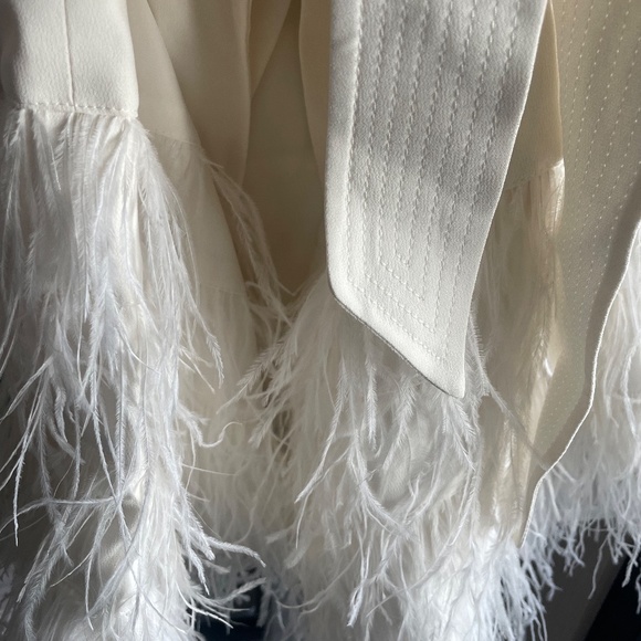 White Crepe Feather Double Breasted Tux Mini Dress Blazer Karen Millen. - Picture 3 of 5